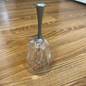 Leonard Italy Silver Plated Clear Crystal‎ Hand Bell Emboss Mark Vintage